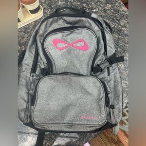 nfinity cheer backpack silver & black sparkle glitter